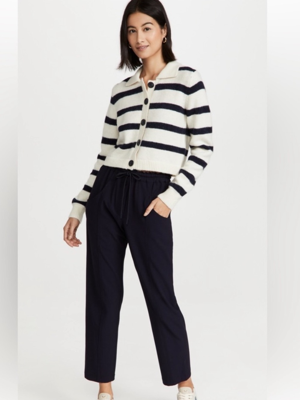 Baum Und Pferdgarten Chevelle Striped Wool Alpaca Cardigan Sweater - Large